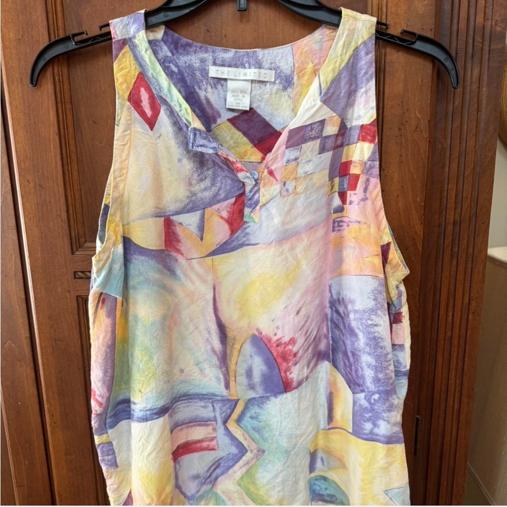 Vintage The Limited Multicolor Abstract Tank Top 100% silk